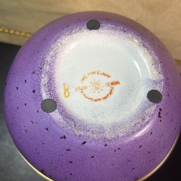 Vintage Art Deco Style Ecco Nova Medieval Monarch Porcelain Planter 4.75” Purple - Picture 4 of 8